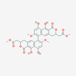 molecular formula C34H30O14 B1242513 Dimethyl 2,2'-(9,9',10,10'-tetrahydroxy-7,7'-dimethoxy-1,1'-dioxo-3,3',4,4'-tetrahydro-[6,6'-binaphtho[2,3-c]pyran]-3,3'-diyl)diacetate 