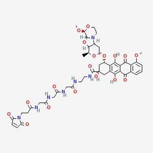 molecular formula C46H53N7O18 B12425239 (2S,4S)-N-[2-[[2-[[2-[[2-[3-(2,5-dioxopyrrol-1-yl)propanoylamino]acetyl]amino]acetyl]amino]acetyl]amino]ethyl]-2,5,12-trihydroxy-7-methoxy-4-[[(2S,4R,6S,7S,9R,10S)-10-methoxy-6-methyl-5,8,11-trioxa-1-azatricyclo[7.4.0.02,7]tridecan-4-yl]oxy]-6,11-dioxo-3,4-dihydro-1H-tetracene-2-carboxamide 