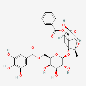 molecular formula C30H32O15 B12425252 [(2R,3S,4S,5R,6S)-6-[[(1R,2S,3R,5R,6R,8S)-2-(benzoyloxymethyl)-6-hydroxy-8-methyl-9,10-dioxatetracyclo[4.3.1.02,5.03,8]decan-3-yl]oxy]-3,4,5-trihydroxyoxan-2-yl]methyl 3,4,5-trihydroxybenzoate 