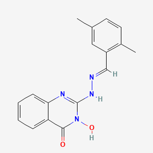 molecular formula C17H16N4O2 B1242527 2-[(2E)-2-(2,5-dimethylbenzylidene)hydrazinyl]-3-hydroxyquinazolin-4(3H)-one 