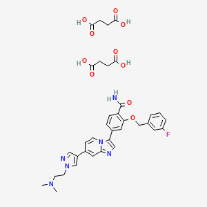 molecular formula C36H39FN6O10 B12425270 Butanedioic acid;4-[7-[1-[2-(dimethylamino)ethyl]pyrazol-4-yl]imidazo[1,2-a]pyridin-3-yl]-2-[(3-fluorophenyl)methoxy]benzamide 