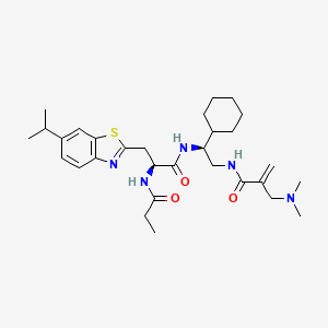 molecular formula C30H45N5O3S B12425293 N-[(2S)-2-cyclohexyl-2-[[(2S)-2-(propanoylamino)-3-(6-propan-2-yl-1,3-benzothiazol-2-yl)propanoyl]amino]ethyl]-2-[(dimethylamino)methyl]prop-2-enamide 