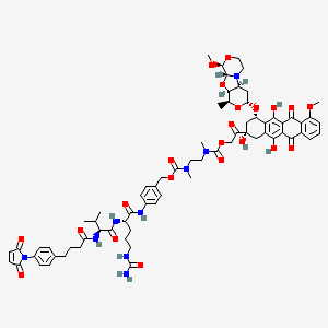 [2-oxo-2-[(2S,4S)-2,5,12-trihydroxy-7-methoxy-4-[[(2S,4R,6S,7S,9R,10S)-10-methoxy-6-methyl-5,8,11-trioxa-1-azatricyclo[7.4.0.02,7]tridecan-4-yl]oxy]-6,11-dioxo-3,4-dihydro-1H-tetracen-2-yl]ethyl] N-[2-[[4-[[(2S)-5-(carbamoylamino)-2-[[(2S)-2-[4-[4-(2,5-dioxopyrrol-1-yl)phenyl]butanoylamino]-3-methylbutanoyl]amino]pentanoyl]amino]phenyl]methoxycarbonyl-methylamino]ethyl]-N-methylcarbamate