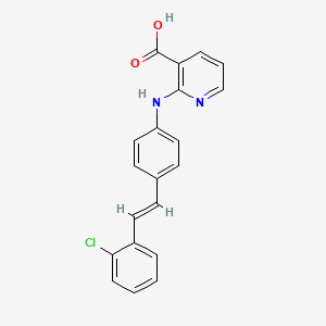 molecular formula C20H15ClN2O2 B1242535 2-[4-[(E)-2-(2-chlorophenyl)ethenyl]anilino]pyridine-3-carboxylic acid 