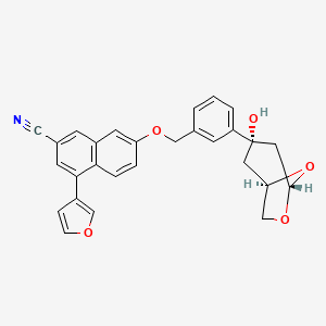 molecular formula C28H23NO5 B1242536 4-(furan-3-yl)-7-[[3-[(1R,3S,5S)-3-hydroxy-6,8-dioxabicyclo[3.2.1]octan-3-yl]phenyl]methoxy]naphthalene-2-carbonitrile 