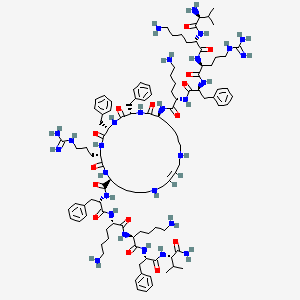 molecular formula C107H166N28O15 B12425384 (2S,5S,8S,11S,18E,26S)-26-[[(2S)-6-amino-2-[[(2S)-2-[[(2S)-2-[[(2S)-6-amino-2-[[(2S)-2-amino-3-methylbutanoyl]amino]hexanoyl]amino]-5-carbamimidamidopentanoyl]amino]-3-phenylpropanoyl]amino]hexanoyl]amino]-N-[(2S)-1-[[(2S)-6-amino-1-[[(2S)-6-amino-1-[[(2S)-1-[[(2S)-1-amino-3-methyl-1-oxobutan-2-yl]amino]-1-oxo-3-phenylpropan-2-yl]amino]-1-oxohexan-2-yl]amino]-1-oxohexan-2-yl]amino]-1-oxo-3-phenylpropan-2-yl]-2,5-dibenzyl-8-(3-carbamimidamidopropyl)-3,6,9,27-tetraoxo-1,4,7,10,16,21-hexazacycloheptacos-18-ene-11-carboxamide 