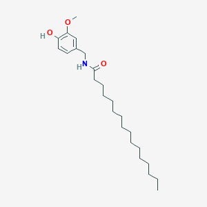 molecular formula C24H41NO3 B1242546 Hexadecanamide, N-[(4-hydroxy-3-methoxyphenyl)methyl]- CAS No. 69693-13-6