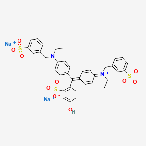 disodium;2-[[4-[ethyl-[(3-sulfonatophenyl)methyl]amino]phenyl]-[4-[ethyl-[(3-sulfonatophenyl)methyl]azaniumylidene]cyclohexa-2,5-dien-1-ylidene]methyl]-5-hydroxybenzenesulfonate