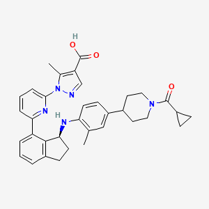 molecular formula C35H37N5O3 B12425834 (S)-1-(6-(3-((4-(1-(Cyclopropanecarbonyl)piperidin-4-yl)-2-methylphenyl)amino)-2,3-dihydro-1H-inden-4-yl)pyridin-2-yl)-5-methyl-1H-pyrazole-4-carboxylic acid 