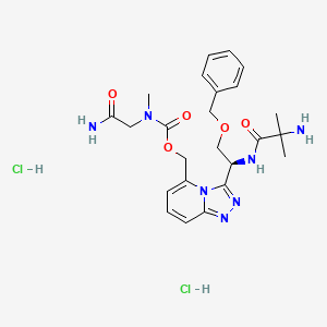 molecular formula C24H33Cl2N7O5 B12425918 [3-[(1S)-1-[(2-amino-2-methylpropanoyl)amino]-2-phenylmethoxyethyl]-[1,2,4]triazolo[4,3-a]pyridin-5-yl]methyl N-(2-amino-2-oxoethyl)-N-methylcarbamate;dihydrochloride 