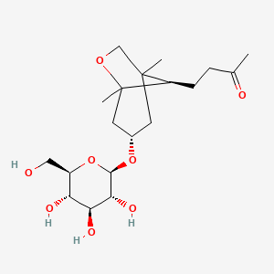 molecular formula C19H32O8 B12425920 4-[(3S,8R)-1,5-dimethyl-3-[(2R,3R,4S,5S,6R)-3,4,5-trihydroxy-6-(hydroxymethyl)oxan-2-yl]oxy-6-oxabicyclo[3.2.1]octan-8-yl]butan-2-one 