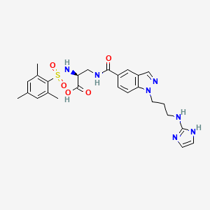 molecular formula C26H31N7O5S B1242609 3-({1-[3-(1H-Imidazol-2-ylamino)-propyl]-1H-indazole-5-carbonyl}-amino)-2-(2,4,6-trimethyl-benzenesulfonylamino)-propionic acid 