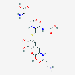 molecular formula C22H31N5O11S B1242610 (2S)-2-amino-5-[[(2S)-3-[5-[(2S)-2-(3-aminopropanoylamino)-2-carboxyethyl]-2,3-dihydroxyphenyl]sulfanyl-1-(carboxymethylamino)-1-oxopropan-2-yl]amino]-5-oxopentanoic acid 