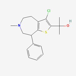 molecular formula C18H22ClNOS B1242614 2-(3-Chloro-6-methyl-8-phenyl-4,5,7,8-tetrahydrothieno[2,3-d]azepin-2-yl)propan-2-ol 