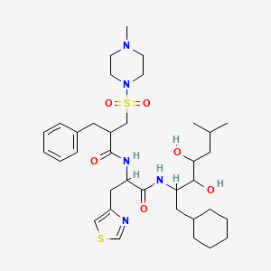 molecular formula C35H55N5O6S2 B1242616 2-benzyl-N-[1-[(1-cyclohexyl-3,4-dihydroxy-6-methylheptan-2-yl)amino]-1-oxo-3-(1,3-thiazol-4-yl)propan-2-yl]-3-(4-methylpiperazin-1-yl)sulfonylpropanamide 