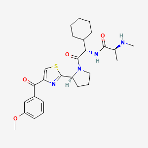 molecular formula C27H36N4O4S B12426238 (2S)-N-[(1S)-1-cyclohexyl-2-[(2S)-2-[4-(3-methoxybenzoyl)-1,3-thiazol-2-yl]pyrrolidin-1-yl]-2-oxoethyl]-2-(methylamino)propanamide 