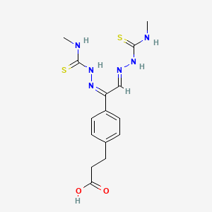 molecular formula C15H20N6O2S2 B1242631 Benzenepropanoic acid, 4-(1,2-bis(((methylamino)thioxomethyl)hydrazono)ethyl)- CAS No. 95297-83-9