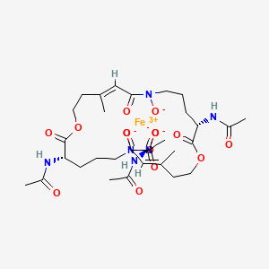 molecular formula C39H57FeN6O15 B1242633 N-[(3S,9Z,15S,21Z,27S,33Z)-15,27-Diacetamido-10,22,34-trimethyl-7,19,31-trioxido-2,8,14,20,26,32-hexaoxo-1,13,25-trioxa-7,19,31-triazacyclohexatriaconta-9,21,33-trien-3-yl]acetamide;iron(3+) CAS No. 59200-35-0