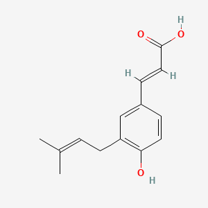 molecular formula C14H16O3 B1242640 (E)-3-(4-Hydroxy-3-(3-methyl-2-butenyl)phenyl)-2-propenoic acid CAS No. 53755-58-1