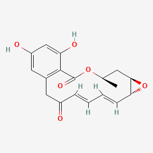molecular formula C18H18O6 B1242642 (4R,6R,8R,9E,11E)-17,19-dihydroxy-4-methyl-3,7-dioxatricyclo[13.4.0.06,8]nonadeca-1(15),9,11,16,18-pentaene-2,13-dione CAS No. 75207-13-5