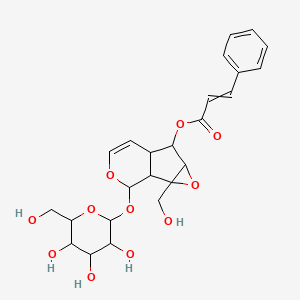 [2-(Hydroxymethyl)-10-[3,4,5-trihydroxy-6-(hydroxymethyl)oxan-2-yl]oxy-3,9-dioxatricyclo[4.4.0.02,4]dec-7-en-5-yl] 3-phenylprop-2-enoate