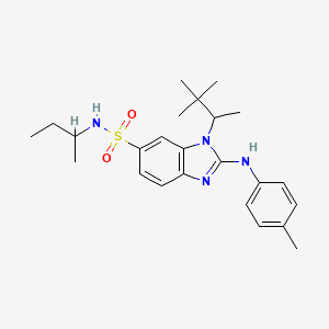 N-butan-2-yl-3-(3,3-dimethylbutan-2-yl)-2-(4-methylanilino)benzimidazole-5-sulfonamide