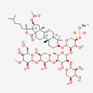 molecular formula C60H95NaO29S B12426543 sodium;[(3R,4R,5R,6S)-6-[[(2S,4S,5R,6S,13R,16S,18R)-4-acetyloxy-2,6,13,17,17-pentamethyl-6-(4-methylpentyl)-8-oxo-7-oxapentacyclo[10.8.0.02,9.05,9.013,18]icos-1(20)-en-16-yl]oxy]-5-[(2R,3S,4R,5R,6S)-5-[(2R,3S,4R,5S)-4-[(2R,3S,5S,6S)-3,5-dihydroxy-6-(hydroxymethyl)-4-methoxyoxan-2-yl]oxy-3,5-dihydroxyoxan-2-yl]oxy-4-hydroxy-6-methyl-3-[(2R,3S,4R,5S)-3,4,5-trihydroxyoxan-2-yl]oxyoxan-2-yl]oxy-4-hydroxyoxan-3-yl] sulfate 