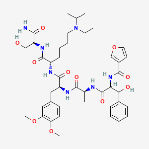 molecular formula C42H59N7O11 B12426555 N-[1-[[(2S)-1-[[(2S)-1-[[(2S)-1-[[(2S)-1-amino-3-hydroxy-1-oxopropan-2-yl]amino]-6-[ethyl(propan-2-yl)amino]-1-oxohexan-2-yl]amino]-3-(3,4-dimethoxyphenyl)-1-oxopropan-2-yl]amino]-1-oxopropan-2-yl]amino]-3-hydroxy-1-oxo-3-phenylpropan-2-yl]furan-3-carboxamide 