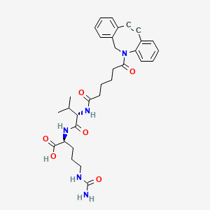 (2S)-2-[[(2S)-2-[[6-(2-azatricyclo[10.4.0.04,9]hexadeca-1(16),4,6,8,12,14-hexaen-10-yn-2-yl)-6-oxohexanoyl]amino]-3-methylbutanoyl]amino]-5-(carbamoylamino)pentanoic acid