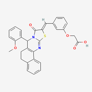 2-[3-[(Z)-[11-(2-methoxyphenyl)-13-oxo-15-thia-12,17-diazatetracyclo[8.7.0.02,7.012,16]heptadeca-1(10),2,4,6,16-pentaen-14-ylidene]methyl]phenoxy]acetic acid