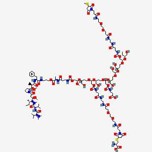 2-amino-3-[1-[3-[2-[2-[3-[2-[3-[[2-[4-[2-(2-carboxyethylcarbamoyloxy)-1-[1-hydroxy-4-[2-hydroxy-1-[1-hydroxy-4-[1-(1-hydroxybutan-2-yloxy)-2-[[3-[2-[3-[2-[2-[3-(3-methylsulfanyl-2,5-dioxopyrrolidin-1-yl)propanoylamino]ethoxy]ethoxy]propanoylamino]ethylamino]-3-oxopropyl]carbamoyloxy]ethoxy]butan-2-yl]oxyethoxy]butan-2-yl]oxyethoxy]-1-hydroxybutan-2-yl]oxy-2-[3-[2-[[3-[[(2S)-1-[3-[[(2S)-2-[[(2R,3R)-3-[(2R)-1-[(3R,4S,5S)-4-[[(2S)-2-[[(2S)-2-(dimethylamino)-3-methylbutanoyl]amino]-3-methylbutanoyl]-methylamino]-3-methoxy-5-methylheptanoyl]pyrrolidin-2-yl]-3-methoxy-2-methylpropanoyl]amino]-3-phenylpropanoyl]amino]propoxy]-1-oxopropan-2-yl]amino]-3-oxopropyl]carbamoyloxy]-1-methoxyethoxy]-4-hydroxybutoxy]ethoxy]carbonylamino]propanoylamino]ethylamino]-3-oxopropoxy]ethoxy]ethylamino]-3-oxopropyl]-2,5-dioxopyrrolidin-3-yl]sulfanylpropanoic acid