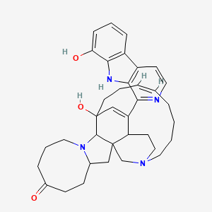 molecular formula C36H44N4O3 B1242675 (16Z)-13-hydroxy-25-(8-hydroxy-9H-pyrido[3,4-b]indol-1-yl)-11,22-diazapentacyclo[11.11.2.12,22.02,12.04,11]heptacosa-16,25-dien-7-one CAS No. 107900-75-4