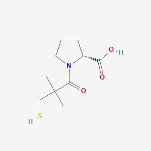 molecular formula C10H17NO3S B1242689 (2R)-1-(3-mercapto-2,2-dimethyl-1-oxopropyl)-2-pyrrolidinecarboxylic acid 