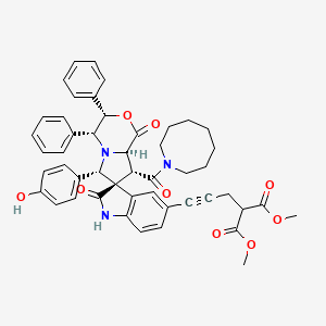 2-[3-[(3S,3'S,4'R,6'S,8'R,8'aR)-8'-[1-azocanyl(oxo)methyl]-6'-(4-hydroxyphenyl)-1',2-dioxo-3',4'-diphenyl-5-spiro[1H-indole-3,7'-4,6,8,8a-tetrahydro-3H-pyrrolo[2,1-c][1,4]oxazine]yl]prop-2-ynyl]propanedioic acid dimethyl ester