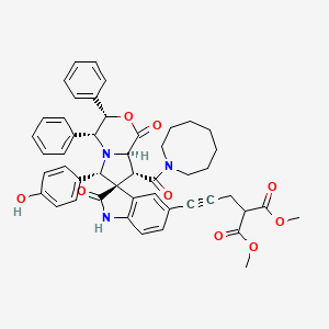 molecular formula C48H47N3O9 B1242690 2-[3-[(3S,3'S,4'R,6'S,8'R,8'aR)-8'-[1-偶氮环(氧代)甲基]-6'-(4-羟苯基)-1',2-二氧代-3',4'-二苯基-5-螺[1H-吲哚-3,7'-4,6,8,8a-四氢-3H-吡咯并[2,1-c][1,4]恶嗪]基]丙-2-炔基]丙二酸二甲酯 