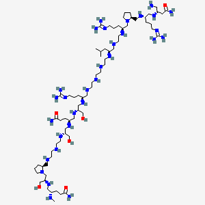 molecular formula C70H157N31O6 B12426959 (4S)-4-[[(2R)-2-[2-[2-[[(2S)-1-[(2R)-2-[[(2S)-5-amino-2-(methylamino)-5-oxopentyl]amino]-3-hydroxypropyl]pyrrolidin-2-yl]methylamino]ethylamino]ethylamino]-3-hydroxypropyl]amino]-5-[[(2R)-1-[[(2S)-5-(diaminomethylideneamino)-1-[2-[2-[2-[[(2S)-1-[2-[[(2S)-5-(diaminomethylideneamino)-1-[(2S)-2-[[[(2S)-5-(diaminomethylideneamino)-1-[[(2S)-1,4-diamino-4-oxobutan-2-yl]amino]pentan-2-yl]amino]methyl]pyrrolidin-1-yl]pentan-2-yl]amino]ethylamino]-4-methylpentan-2-yl]amino]ethylamino]ethylamino]ethylamino]pentan-2-yl]amino]-3-hydroxypropan-2-yl]amino]pentanamide 