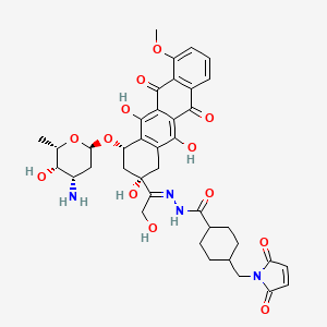 molecular formula C39H44N4O13 B12427005 N-[(E)-[1-[(2S,4S)-4-[(2R,4S,5S,6S)-4-amino-5-hydroxy-6-methyloxan-2-yl]oxy-2,5,12-trihydroxy-7-methoxy-6,11-dioxo-3,4-dihydro-1H-tetracen-2-yl]-2-hydroxyethylidene]amino]-4-[(2,5-dioxopyrrol-1-yl)methyl]cyclohexane-1-carboxamide 