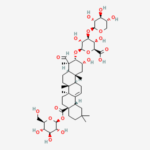 (2S,3S,4S,5R,6R)-6-[[(2R,3S,4R,4aR,6aR,6bS,8aS,12aS,14aR,14bR)-4-formyl-2-hydroxy-4,6a,6b,11,11,14b-hexamethyl-8a-[(2S,3R,4S,5S,6R)-3,4,5-trihydroxy-6-(hydroxymethyl)oxan-2-yl]oxycarbonyl-1,2,3,4a,5,6,7,8,9,10,12,12a,14,14a-tetradecahydropicen-3-yl]oxy]-3,5-dihydroxy-4-[(2S,3R,4S,5R)-3,4,5-trihydroxyoxan-2-yl]oxyoxane-2-carboxylic acid