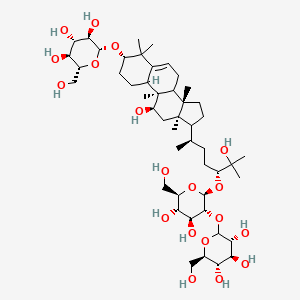 (2R,3R,4S,5S,6R)-2-[[(3S,9R,11R,13R,14S)-17-[(2R,5R)-5-[(2S,3R,4S,5S,6R)-4,5-dihydroxy-6-(hydroxymethyl)-3-[(3R,4S,5S,6R)-3,4,5-trihydroxy-6-(hydroxymethyl)oxan-2-yl]oxyoxan-2-yl]oxy-6-hydroxy-6-methylheptan-2-yl]-11-hydroxy-4,4,9,13,14-pentamethyl-2,3,7,8,10,11,12,15,16,17-decahydro-1H-cyclopenta[a]phenanthren-3-yl]oxy]-6-(hydroxymethyl)oxane-3,4,5-triol