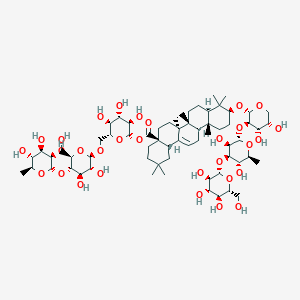 [(2S,3R,4S,5S,6R)-6-[[(2R,3R,4R,5S,6R)-3,4-dihydroxy-6-(hydroxymethyl)-5-[(2S,3R,4R,5R,6S)-3,4,5-trihydroxy-6-methyloxan-2-yl]oxyoxan-2-yl]oxymethyl]-3,4,5-trihydroxyoxan-2-yl] (4aS,6aR,6aS,6bR,8aR,10S,12aR,14bS)-10-[(2S,3R,4S,5S)-3-[(2S,3R,4R,5S,6S)-3,5-dihydroxy-6-methyl-4-[(2S,3R,4S,5S,6R)-3,4,5-trihydroxy-6-(hydroxymethyl)oxan-2-yl]oxyoxan-2-yl]oxy-4,5-dihydroxyoxan-2-yl]oxy-2,2,6a,6b,9,9,12a-heptamethyl-1,3,4,5,6,6a,7,8,8a,10,11,12,13,14b-tetradecahydropicene-4a-carboxylate