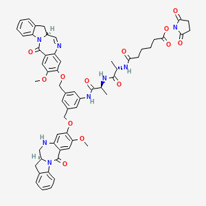 (2,5-dioxopyrrolidin-1-yl) 6-[[(2S)-1-[[(2S)-1-[3-[[(12aS)-8-methoxy-6-oxo-12a,13-dihydroindolo[2,1-c][1,4]benzodiazepin-9-yl]oxymethyl]-5-[[(12aS)-8-methoxy-6-oxo-11,12,12a,13-tetrahydroindolo[2,1-c][1,4]benzodiazepin-9-yl]oxymethyl]anilino]-1-oxopropan-2-yl]amino]-1-oxopropan-2-yl]amino]-6-oxohexanoate