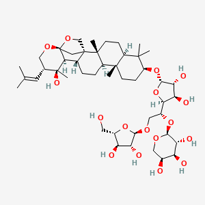 molecular formula C46H74O17 B12427251 (2S,3R,4S,5S)-2-[(1R)-2-[(2R,3R,4R,5S)-3,4-dihydroxy-5-(hydroxymethyl)oxolan-2-yl]oxy-1-[(2S,3R,4R,5S)-3,4-dihydroxy-5-[[(1S,2R,5R,7S,10R,11R,14R,15S,16S,17R,20R)-16-hydroxy-2,6,6,10,16-pentamethyl-17-(2-methylprop-1-enyl)-19,21-dioxahexacyclo[18.2.1.01,14.02,11.05,10.015,20]tricosan-7-yl]oxy]oxolan-2-yl]ethoxy]oxane-3,4,5-triol 