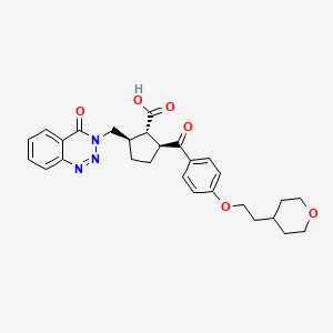 molecular formula C28H31N3O6 B12427331 (1S,2S,5R)-2-[4-[2-(oxan-4-yl)ethoxy]benzoyl]-5-[(4-oxo-1,2,3-benzotriazin-3-yl)methyl]cyclopentane-1-carboxylic acid 