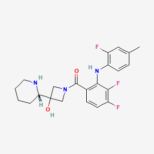 [3,4-difluoro-2-(2-fluoro-4-methylanilino)phenyl]-[3-hydroxy-3-[(2S)-piperidin-2-yl]azetidin-1-yl]methanone