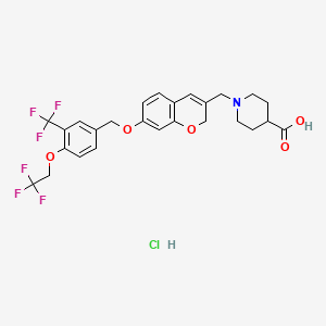 molecular formula C26H26ClF6NO5 B12427371 1-[[7-[[4-(2,2,2-trifluoroethoxy)-3-(trifluoromethyl)phenyl]methoxy]-2H-chromen-3-yl]methyl]piperidine-4-carboxylic acid;hydrochloride 