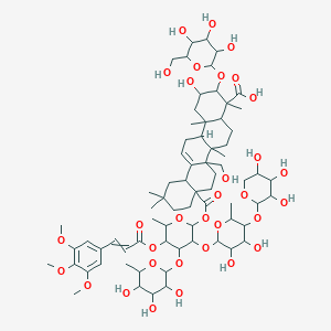 8a-[3-[3,4-Dihydroxy-6-methyl-5-(3,4,5-trihydroxyoxan-2-yl)oxyoxan-2-yl]oxy-6-methyl-4-(3,4,5-trihydroxy-6-methyloxan-2-yl)oxy-5-[3-(3,4,5-trimethoxyphenyl)prop-2-enoyloxy]oxan-2-yl]oxycarbonyl-2-hydroxy-6b-(hydroxymethyl)-4,6a,11,11,14b-pentamethyl-3-[3,4,5-trihydroxy-6-(hydroxymethyl)oxan-2-yl]oxy-1,2,3,4a,5,6,7,8,9,10,12,12a,14,14a-tetradecahydropicene-4-carboxylic acid