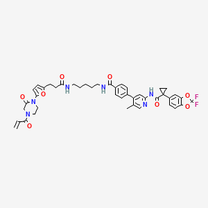 4-[2-[[1-(2,2-difluoro-1,3-benzodioxol-5-yl)cyclopropanecarbonyl]amino]-5-methylpyridin-4-yl]-N-[5-[3-[5-(2-oxo-4-prop-2-enoylpiperazin-1-yl)furan-2-yl]propanoylamino]pentyl]benzamide