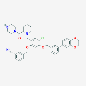 molecular formula C41H43ClN4O5 B12427796 3-[[4-chloro-5-[[3-(2,3-dihydro-1,4-benzodioxin-6-yl)-2-methylphenyl]methoxy]-2-[[2-(piperazine-1-carbonyl)piperidin-1-yl]methyl]phenoxy]methyl]benzonitrile 