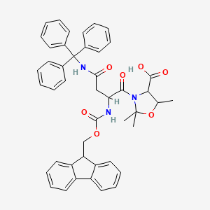 molecular formula C45H43N3O7 B12427866 3-(2-{[(9H-fluoren-9-ylmethoxy)carbonyl]amino}-3-(triphenylmethylcarbamoyl)propanoyl)-2,2,5-trimethyl-1,3-oxazolidine-4-carboxylic acid 