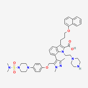 7-[5-[[4-[4-(dimethylsulfamoyl)piperazin-1-yl]phenoxy]methyl]-1,3-dimethylpyrazol-4-yl]-3-(3-naphthalen-1-yloxypropyl)-1-(2-piperazin-1-ylethyl)indole-2-carboxylic acid